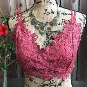 Daisy Criss Cross Bralette Adjustable Straps Coral